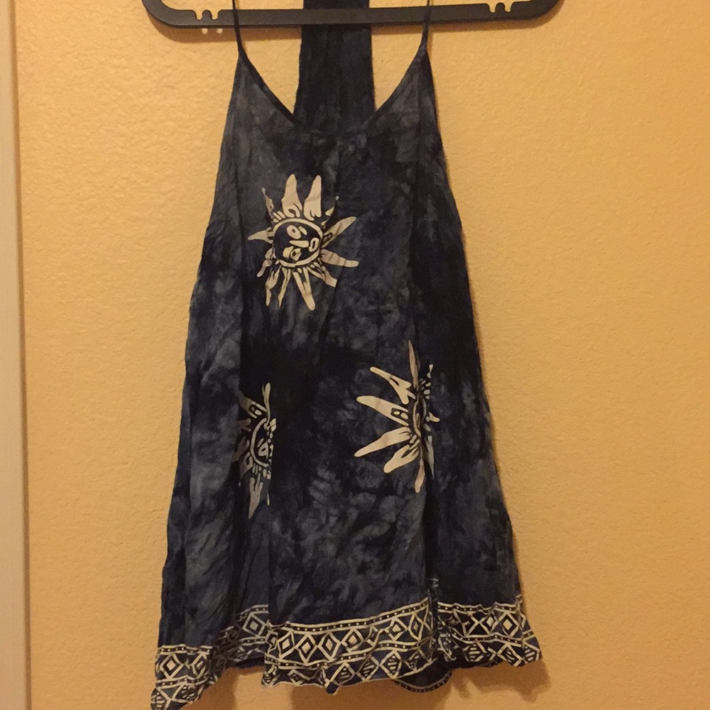 Blue tie dye mini dress